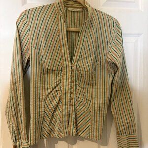 Zara Vintage-Inspired Striped Button-Front Blouse